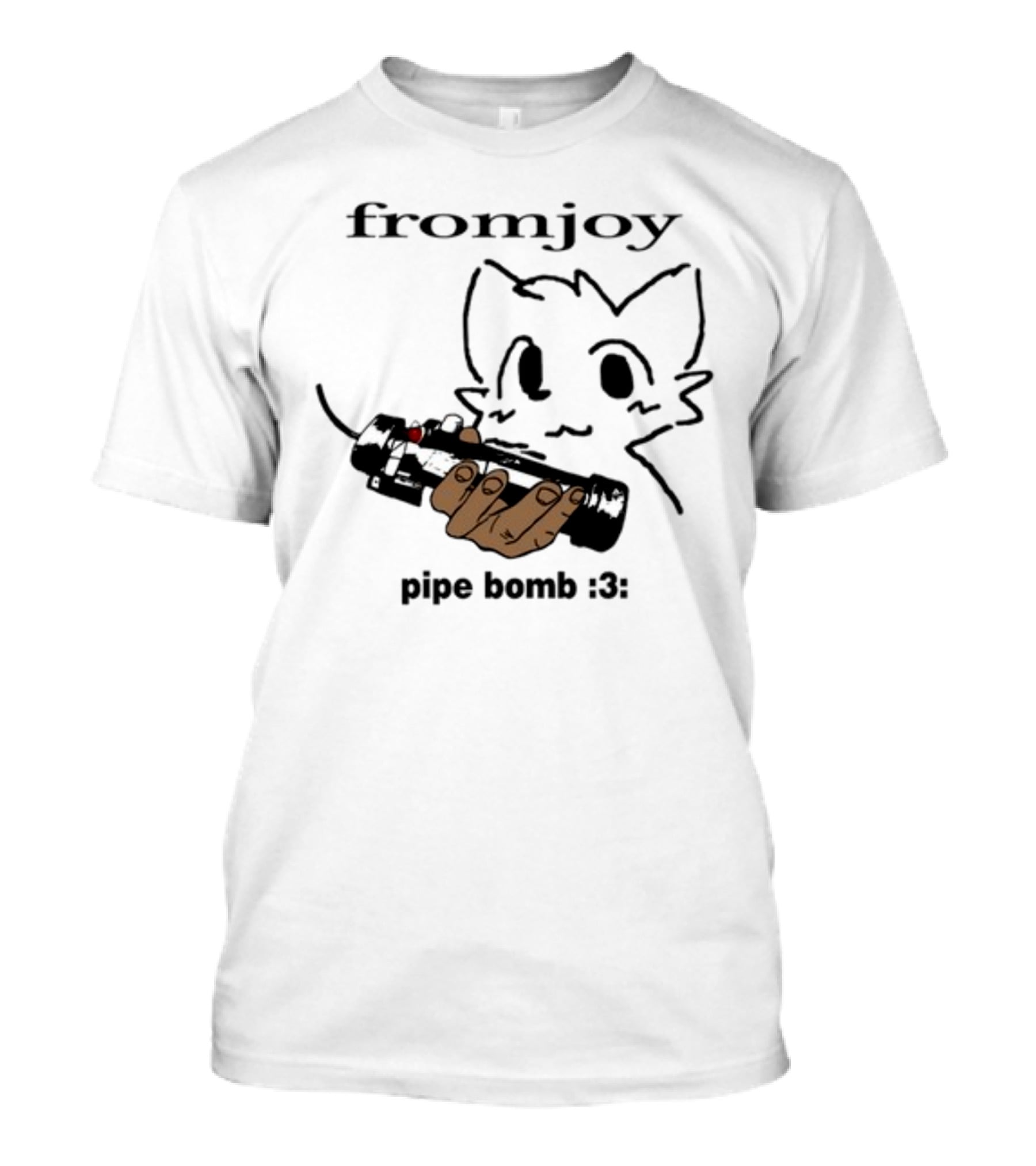 Fromjoy Pipe Bomb :3 Cat Drawing Hand Holding Bomb T-Shirt