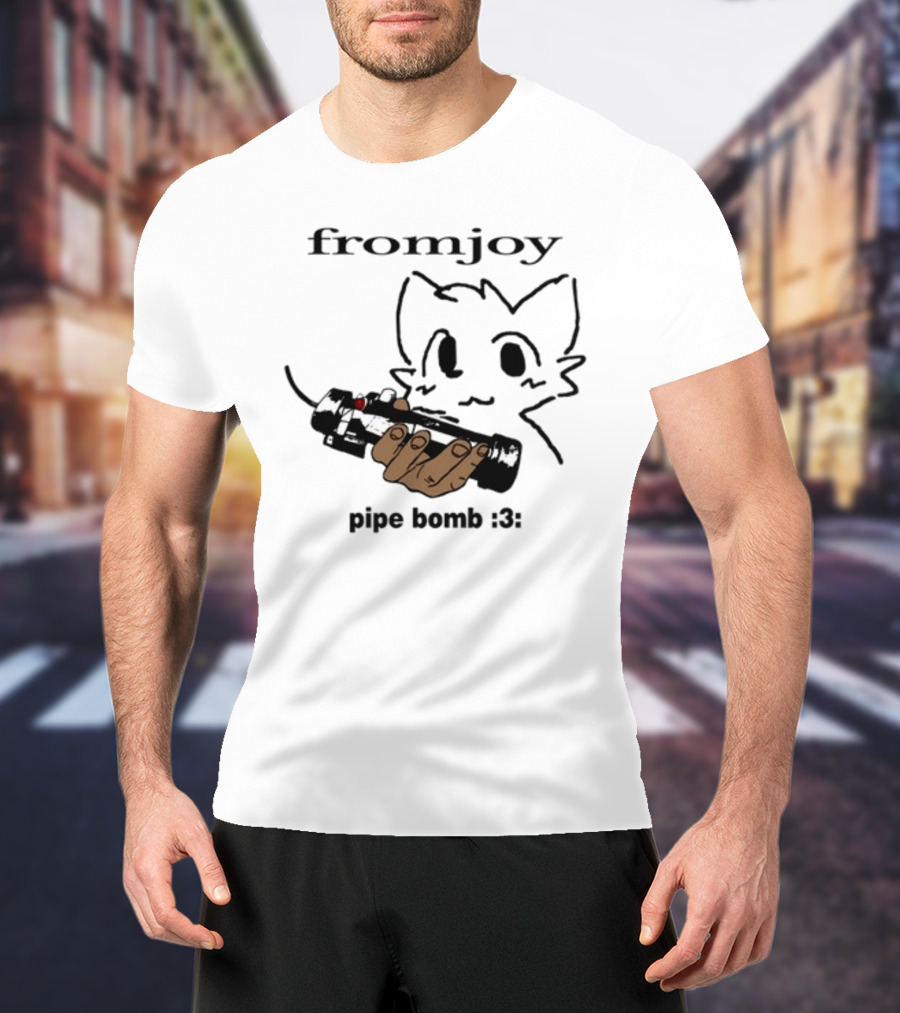 Fromjoy Pipe Bomb :3 Cat Drawing Hand Holding Bomb T-Shirt