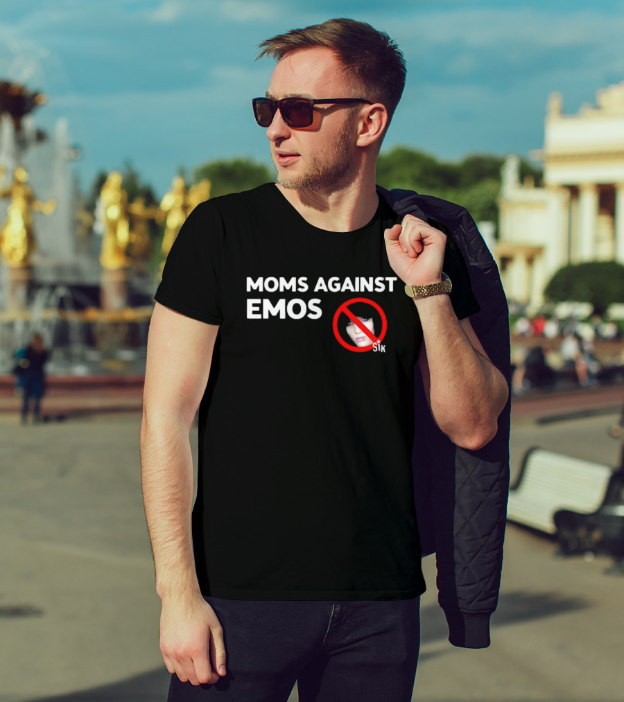 Moms Against Emos With No Emos Symbol And Sik Text T-Shirt