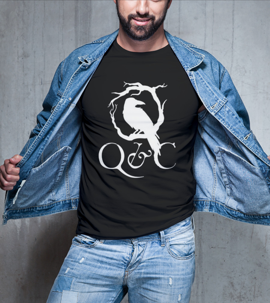 Q&C Heavyweight Bird Silhouette In Tree Branch Circle T-Shirt
