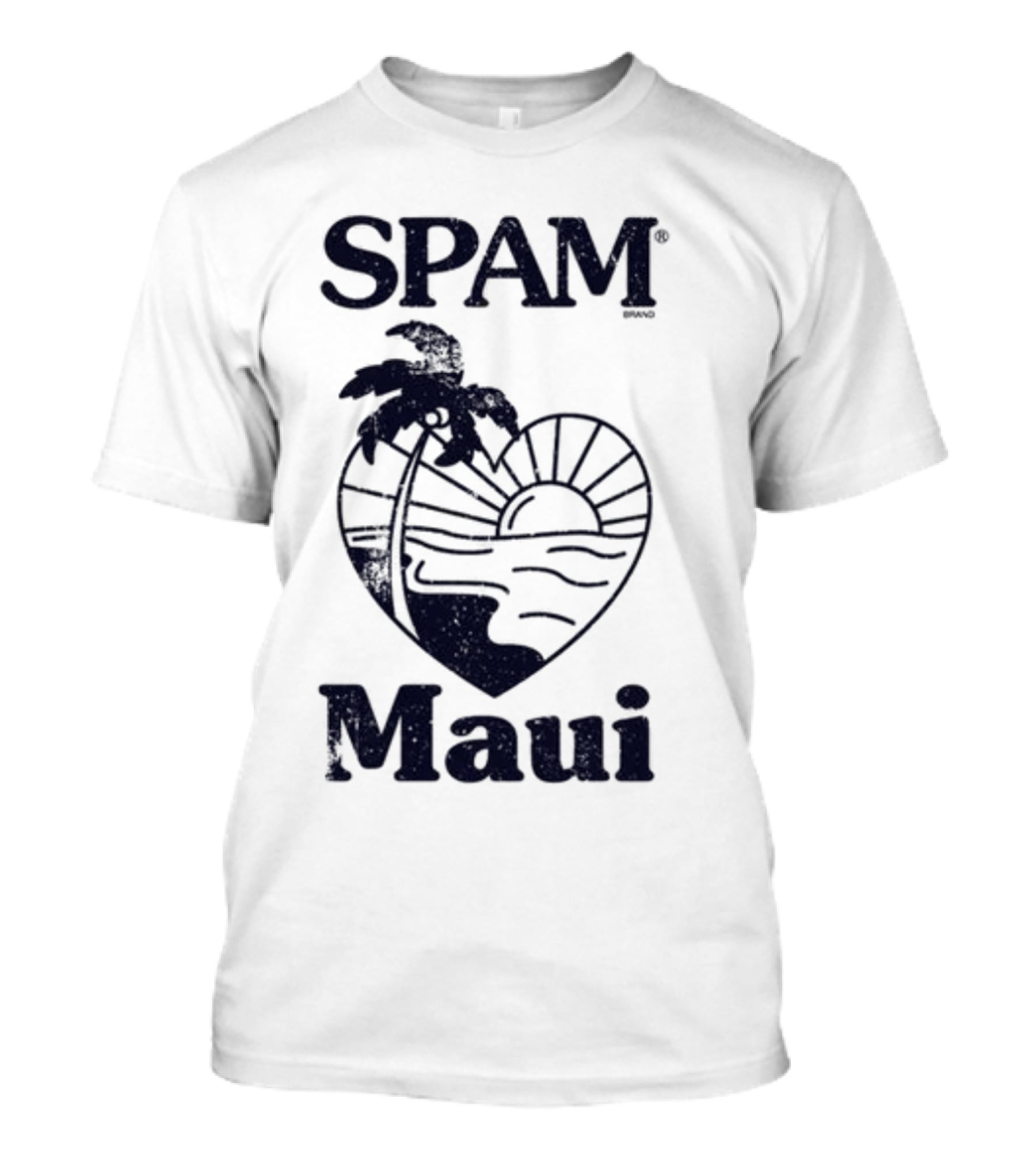 SPAM Maui Sunset Heart Palm Tree T-Shirt