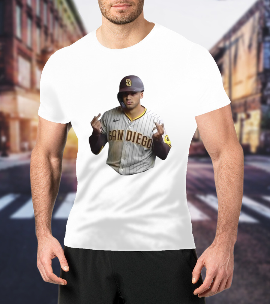 San Diego Baseball Player Gesture In Pinstripe Jersey T-Shirt