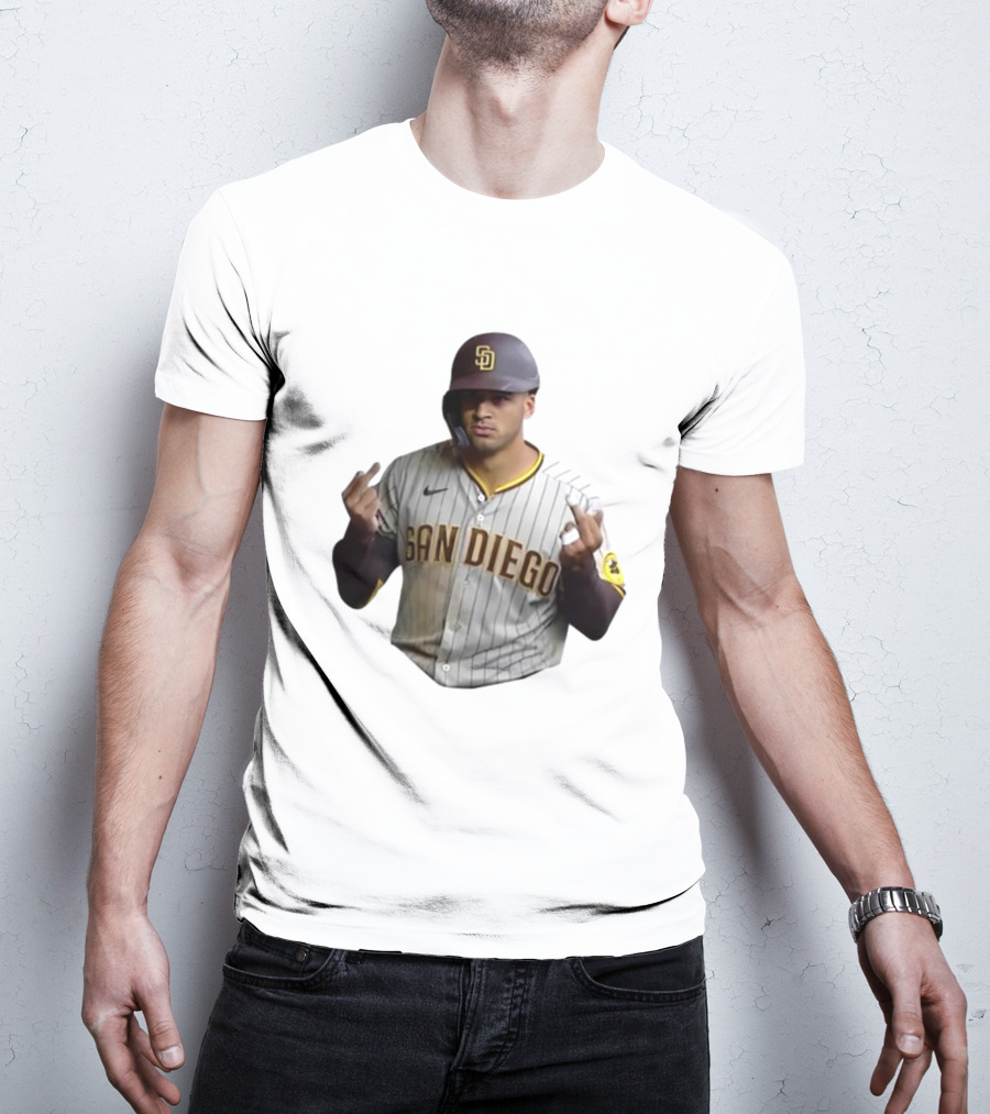 San Diego Baseball Player Gesture In Pinstripe Jersey T-Shirt