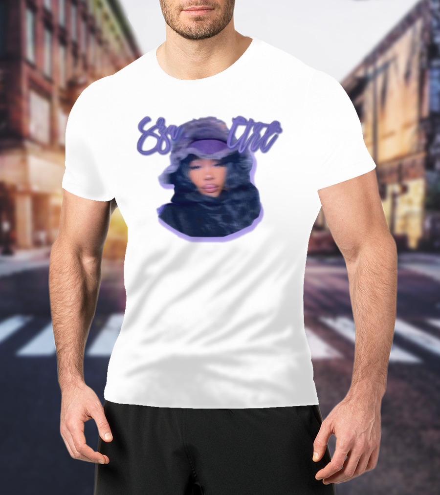 Meechy Club Sza Ctrl Portrait With Fuzzy Hood And Purple Gradient Text T-Shirt