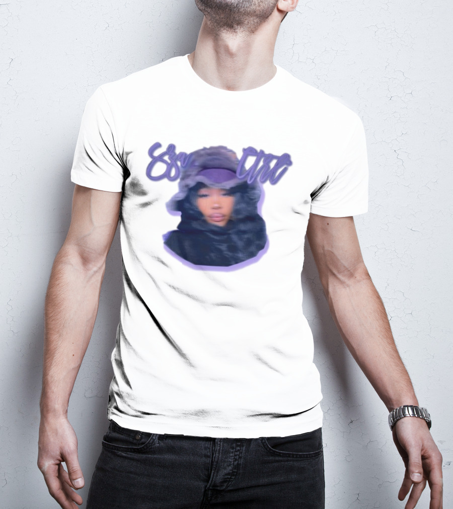 Meechy Club Sza Ctrl Portrait With Fuzzy Hood And Purple Gradient Text T-Shirt