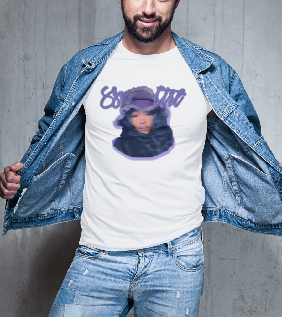 Meechy Club Sza Ctrl Portrait With Fuzzy Hood And Purple Gradient Text T-Shirt