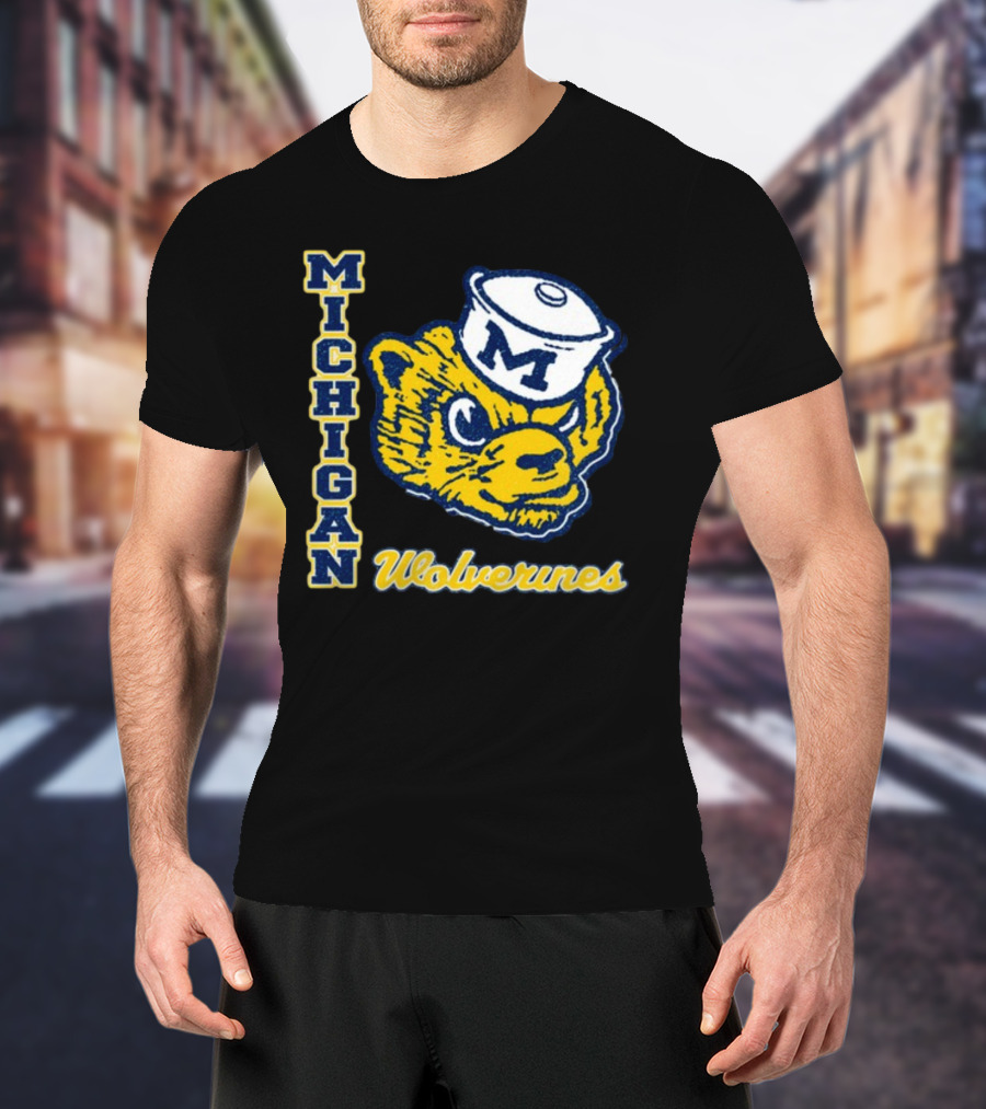 Michigan Wolverines Vintage Sailor Bear Logo '47 Phase Out Throwback Franklin T-Shirt