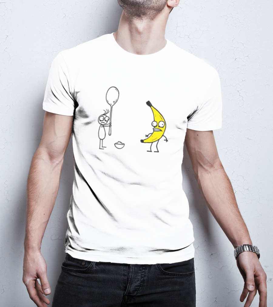 Rejected Spoon Sad Faced Banana Confrontation In Darkness T-Shirt