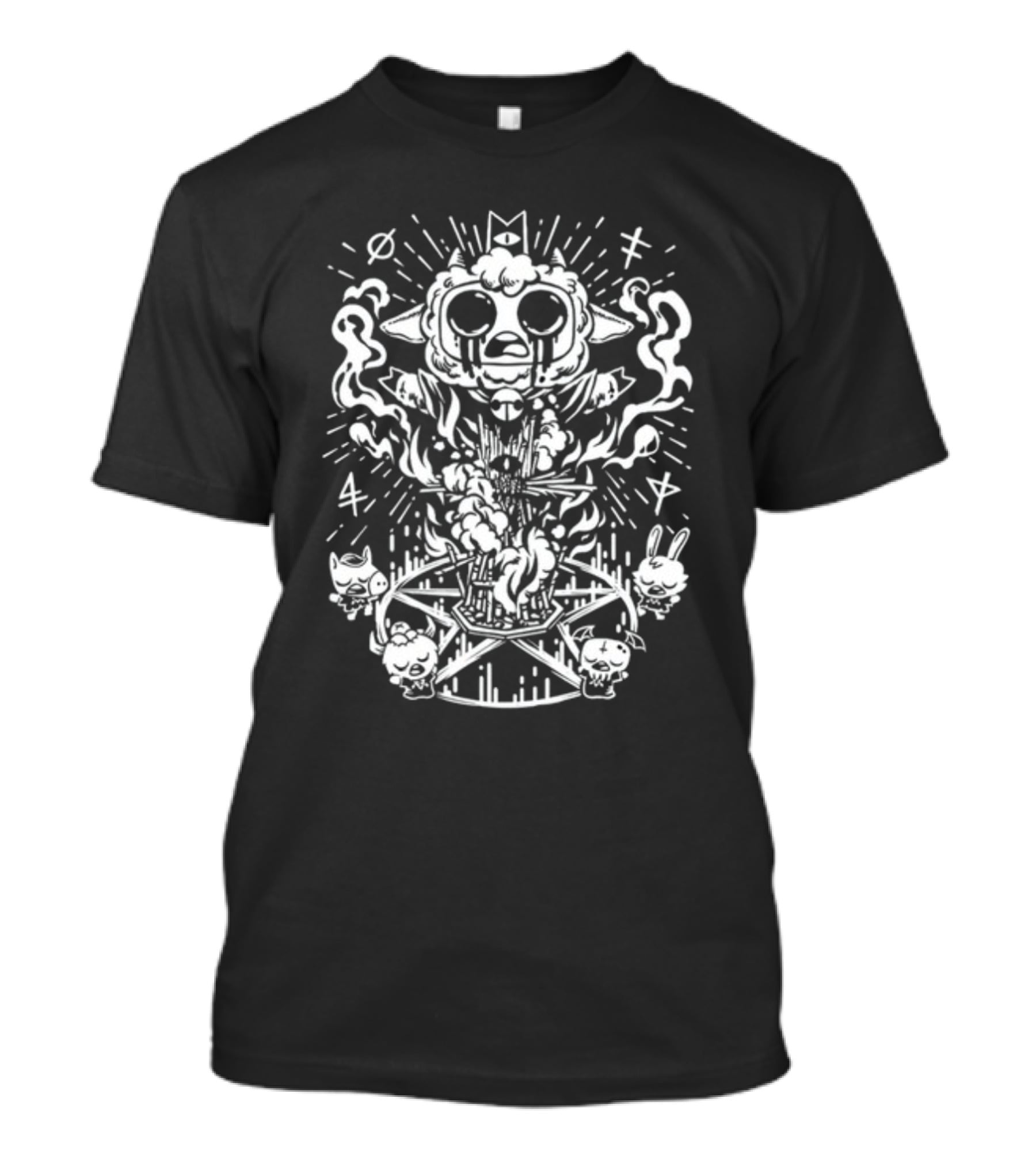 Fangamer Bonfire Ritual Cult Of The Lamb Pentagram Ritual Characters T-Shirt