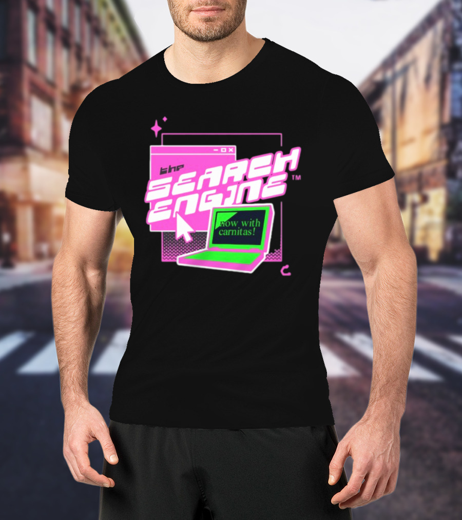 The Search Engine Now With Carnitas Neon Retro Computer Graphics T-Shirt