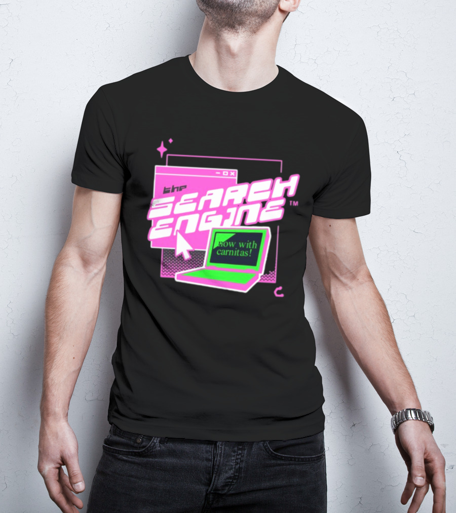 The Search Engine Now With Carnitas Neon Retro Computer Graphics T-Shirt