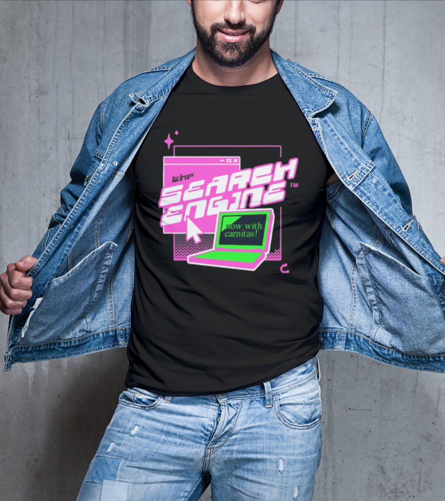 The Search Engine Now With Carnitas Neon Retro Computer Graphics T-Shirt
