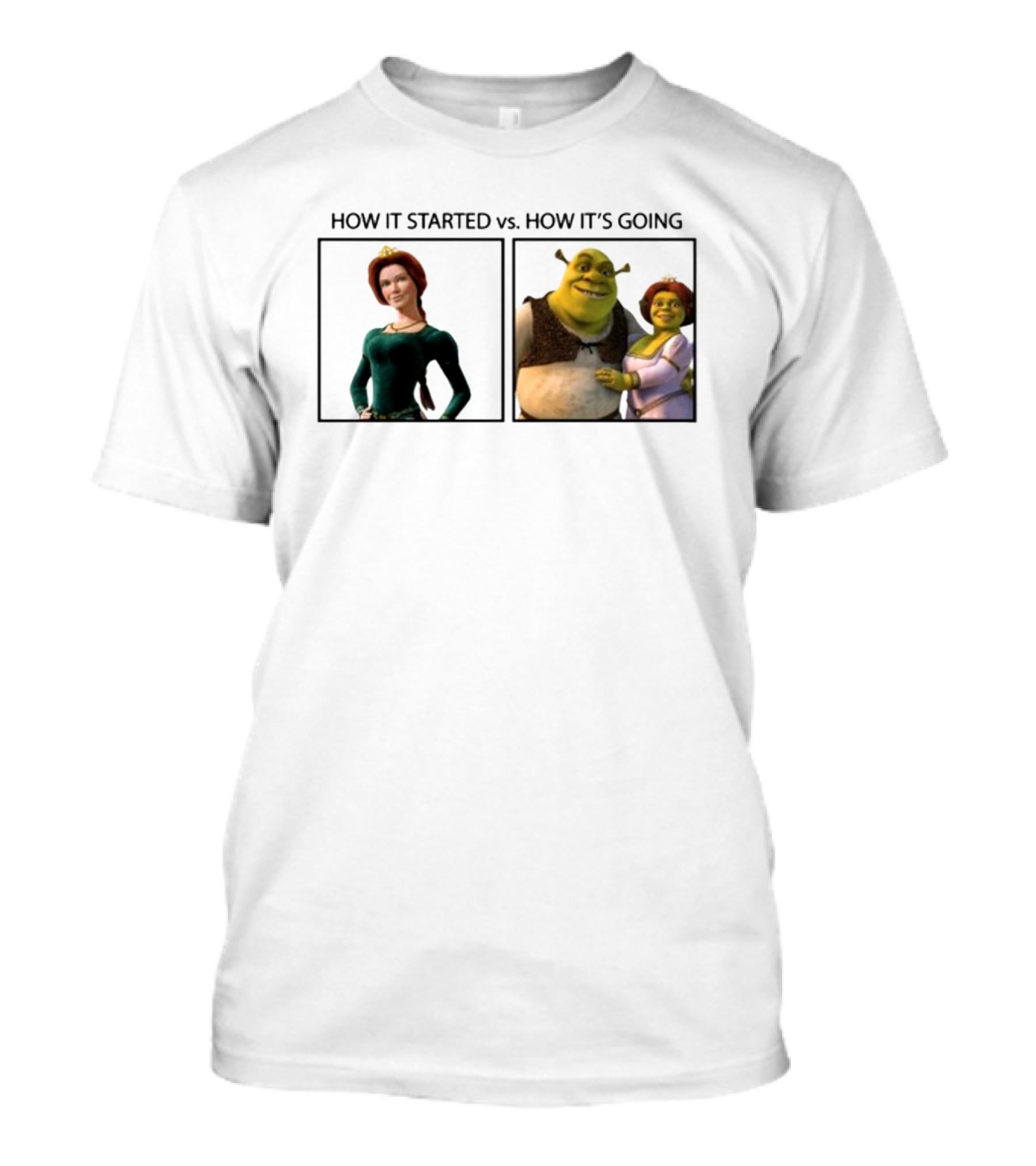 Shrek And Fiona How It Started Vs. How It's Going T-Shirt