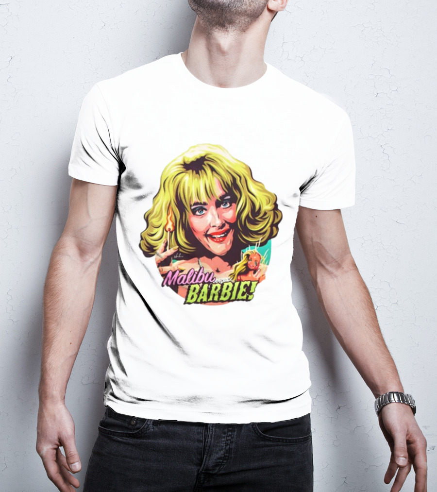 Malibu Barbie Debbie Jellinsky Doll Art With Flaming Lighter T-Shirt