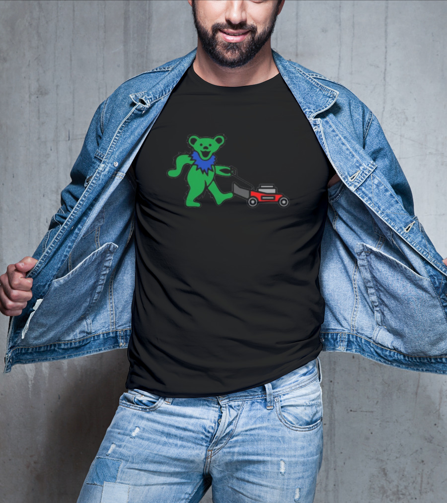 Middleclassfancy Mowing Bear Grateful Dead Dancing Bear Icon With Mower T-Shirt