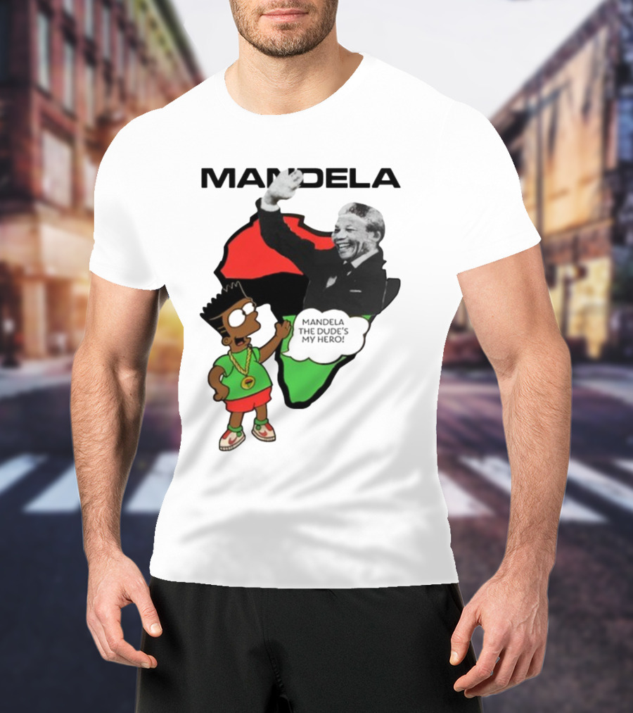 Mandela The Dude's My Hero Africa Cartoon Character T-Shirt
