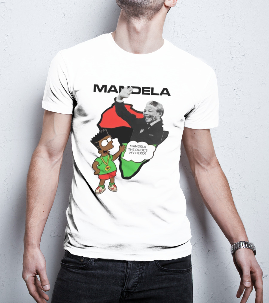 Mandela The Dude's My Hero Africa Cartoon Character T-Shirt