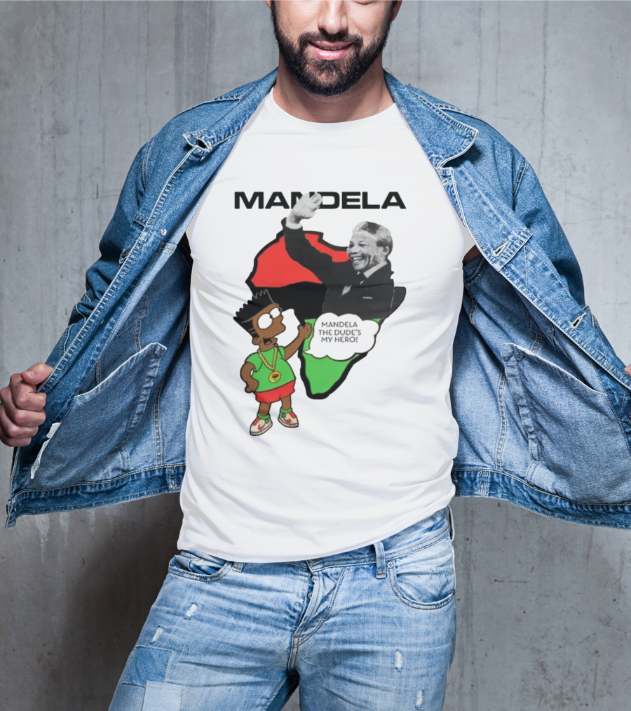 Mandela The Dude's My Hero Africa Cartoon Character T-Shirt