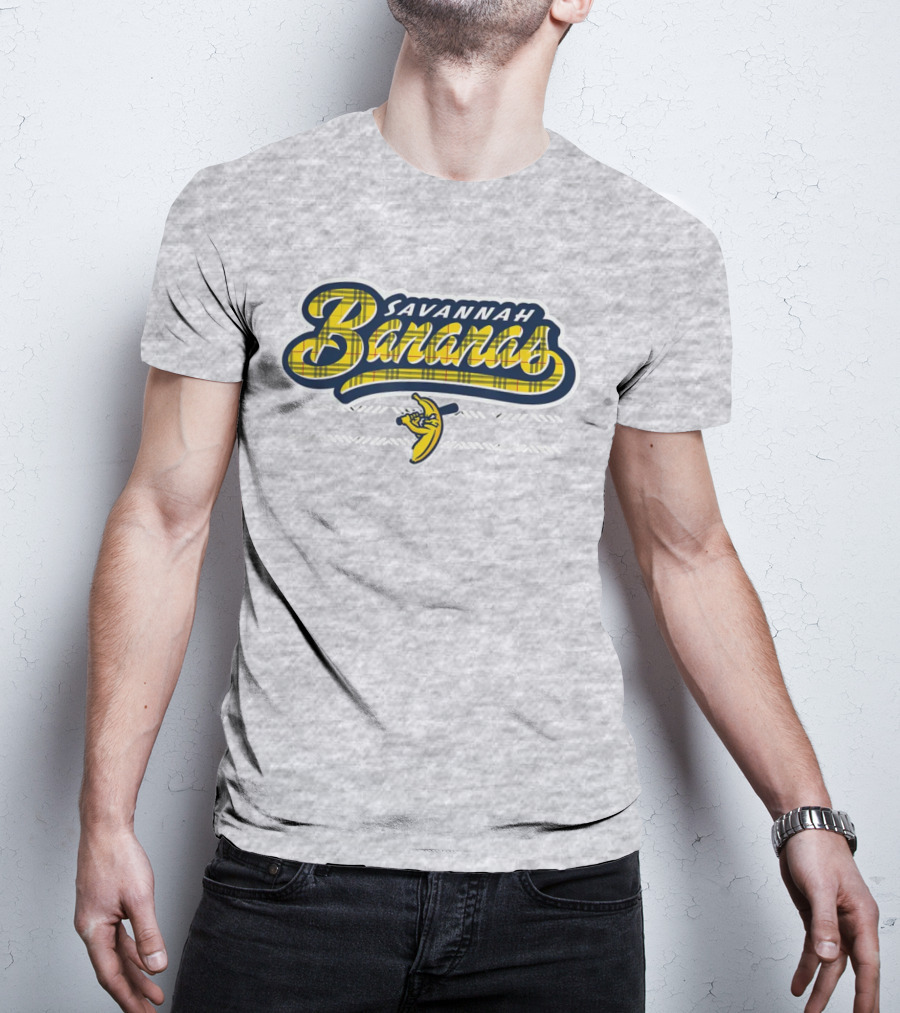 Savannah Bananas Yellow Plaid Baseball Logo Fun T-Shirt