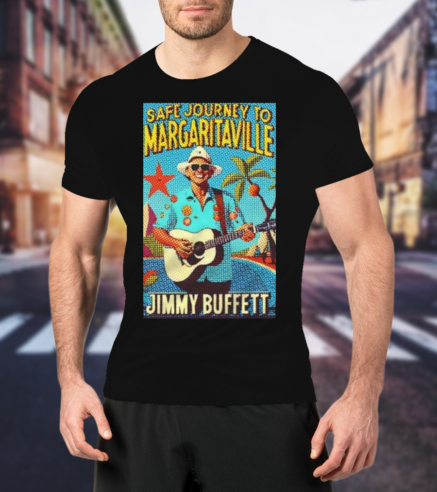 Safe Journey To Margaritaville Jimmy Buffett Tropical Guitar Fun T-Shirt