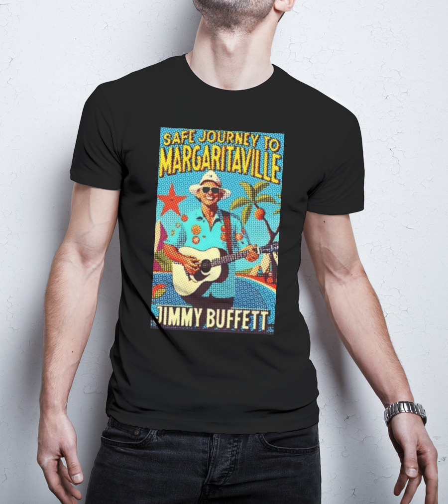 Safe Journey To Margaritaville Jimmy Buffett Tropical Guitar Fun T-Shirt