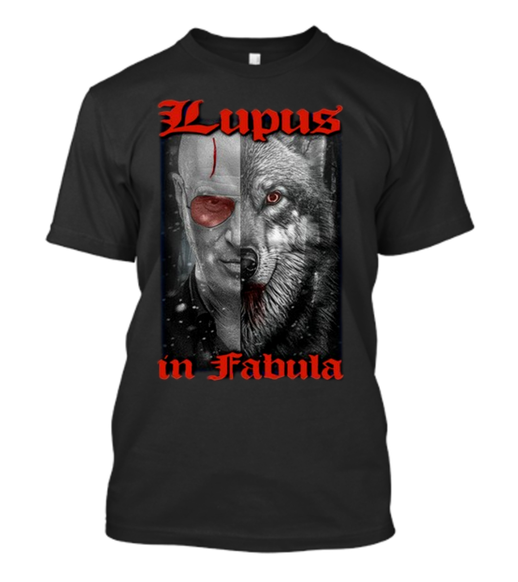 Lupus In Fabula Wolf Hybrid Half Face T-Shirt