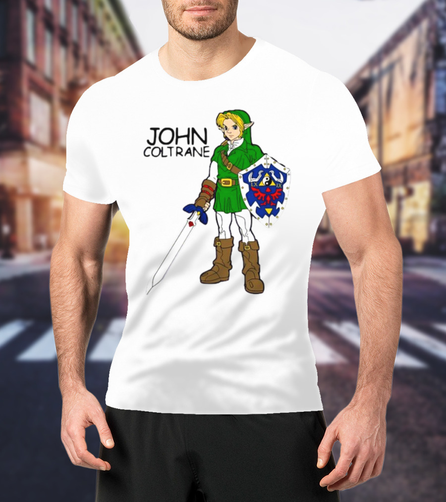 JOHN COLTRANE Lxix Apparel Zelda Inspired Character With Sword And Shield T-Shirt