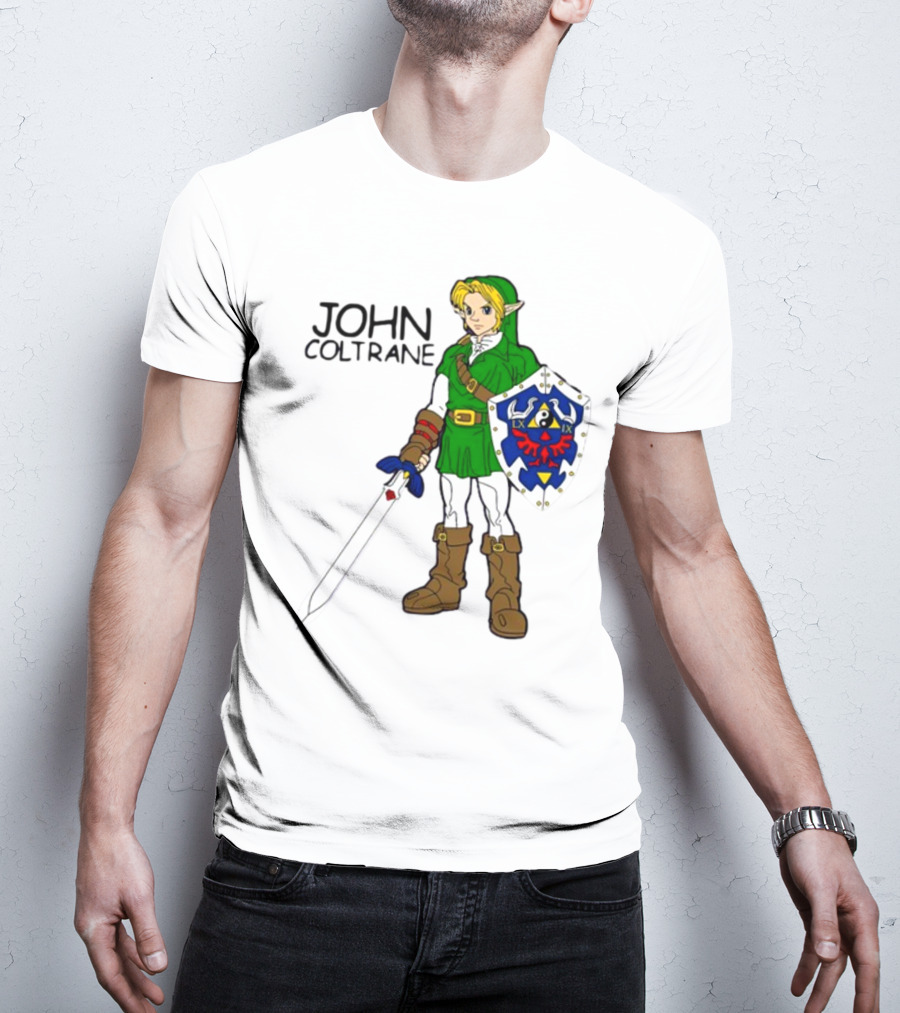 JOHN COLTRANE Lxix Apparel Zelda Inspired Character With Sword And Shield T-Shirt
