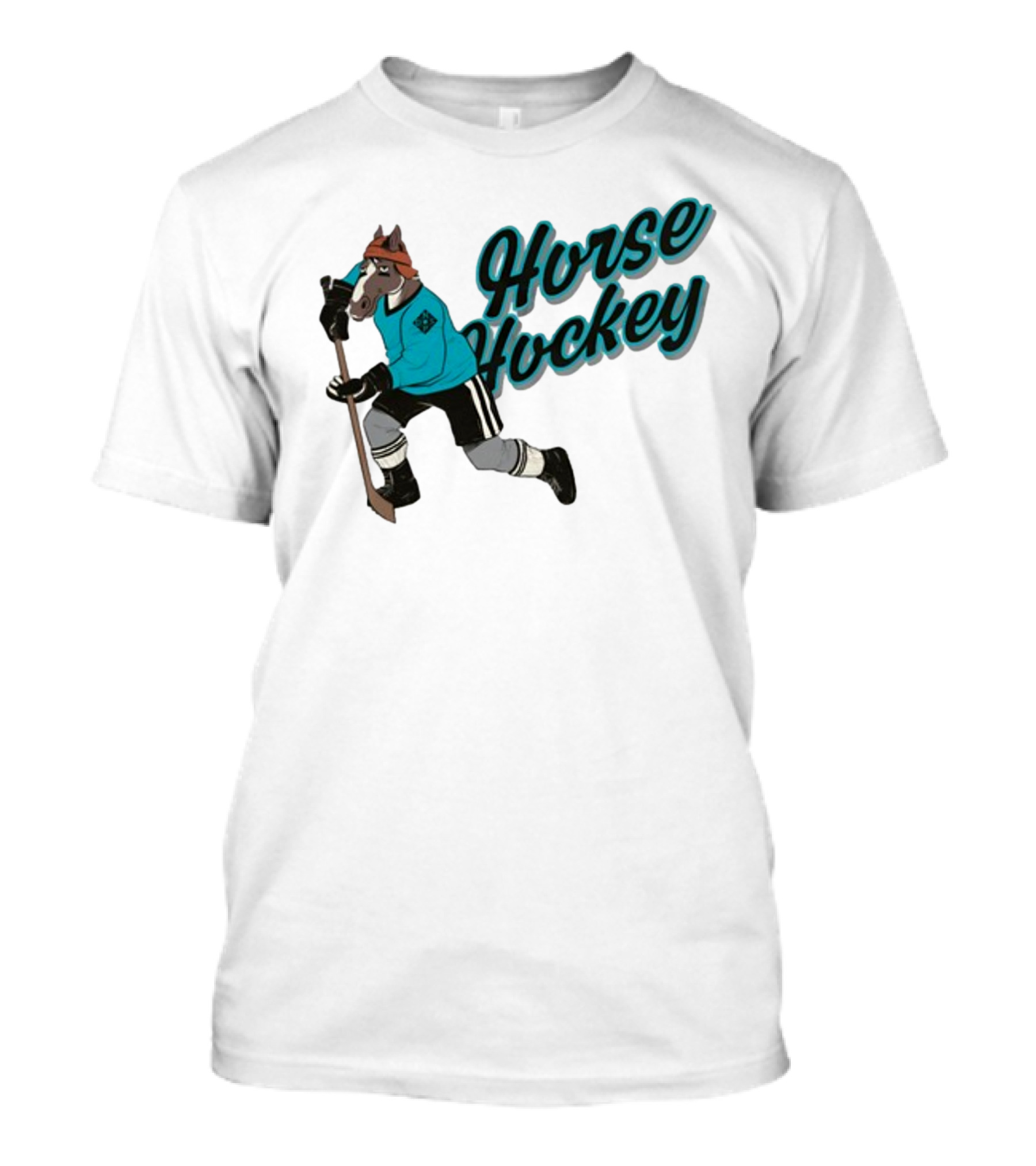 Davidsamsonpodcast Horse Hockey Skating Cartoon Horse With Stick T-Shirt