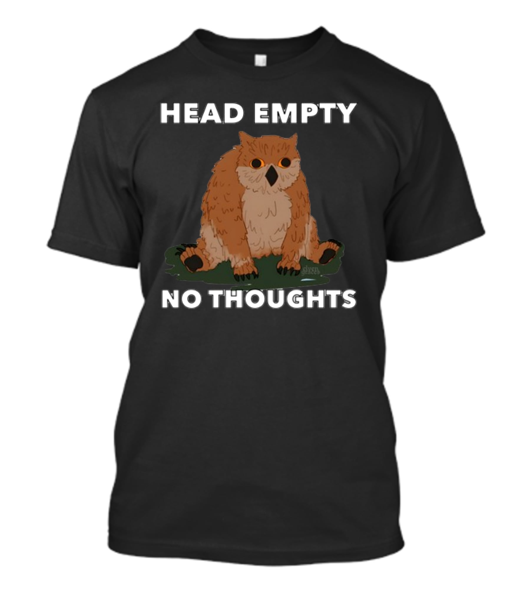 Elvengraces Head Empty No Thoughts Owl Image T-Shirt