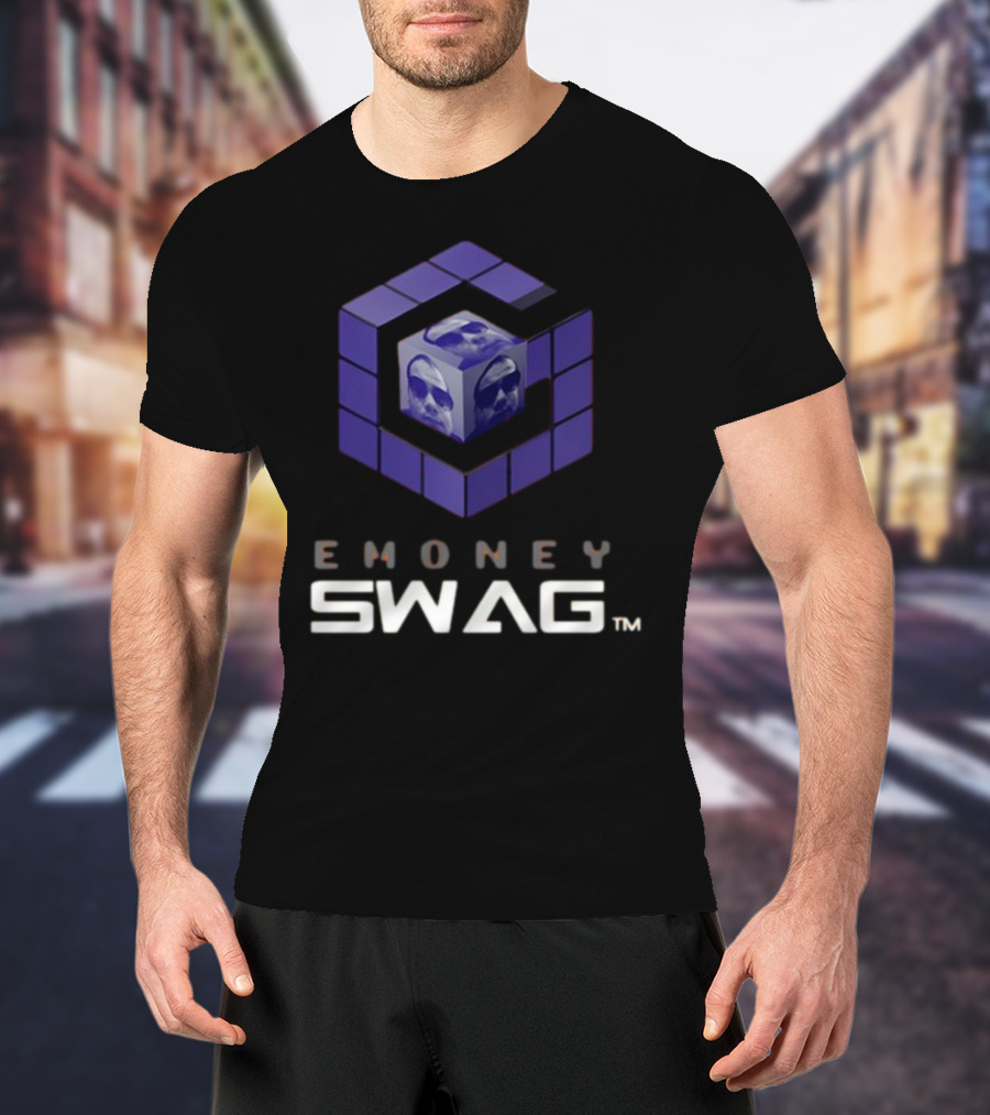 Erobb221 Emoney Swag Cube Design With Purple Blocks T-Shirt