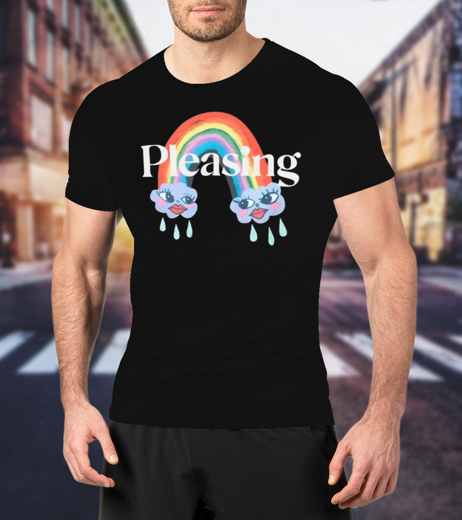 Pleasing Rainbow Clouds With Teardrops And Smiling Faces T-Shirt