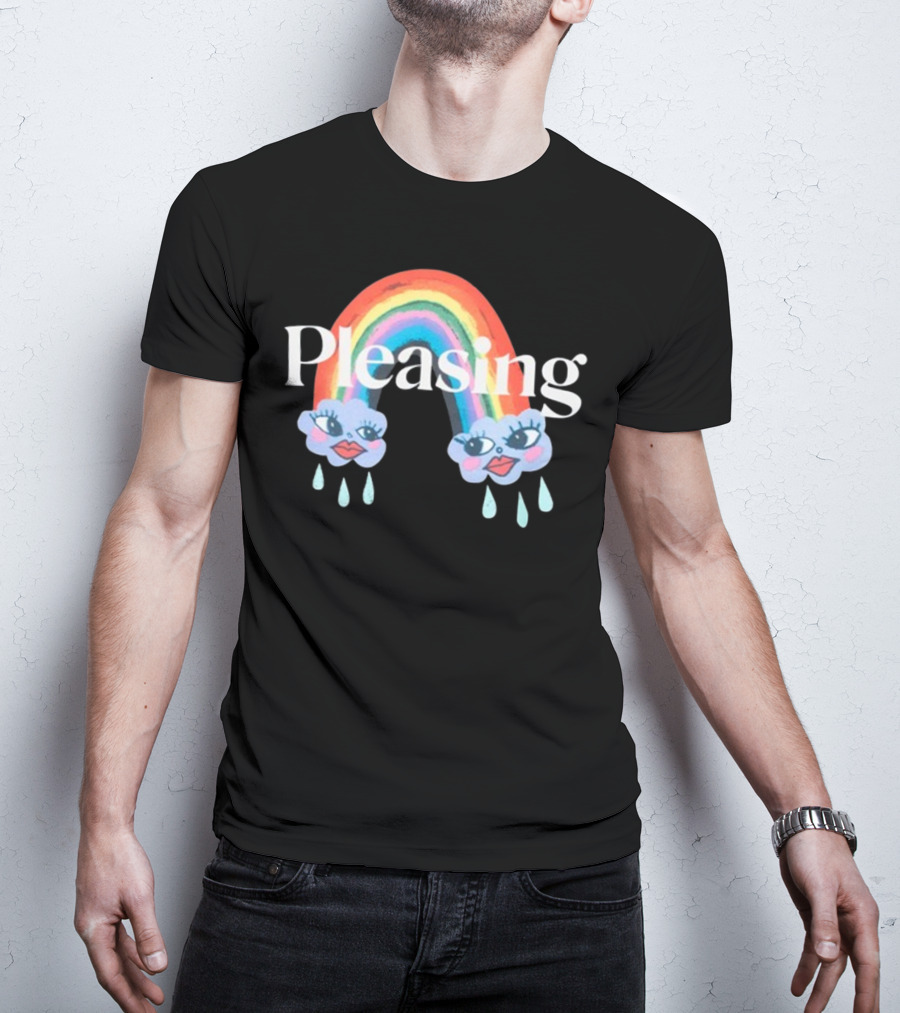 Pleasing Rainbow Clouds With Teardrops And Smiling Faces T-Shirt