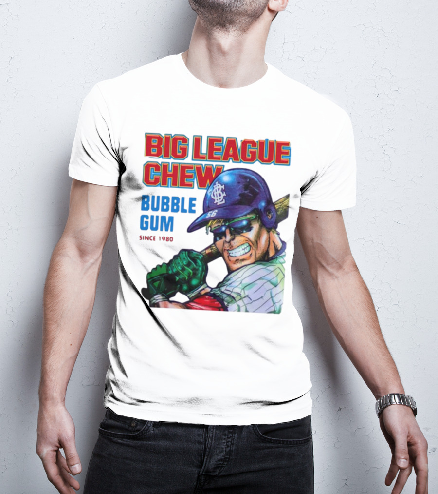 Big League Chew Bubble Gum Since 1980 Baseball Player T-Shirt