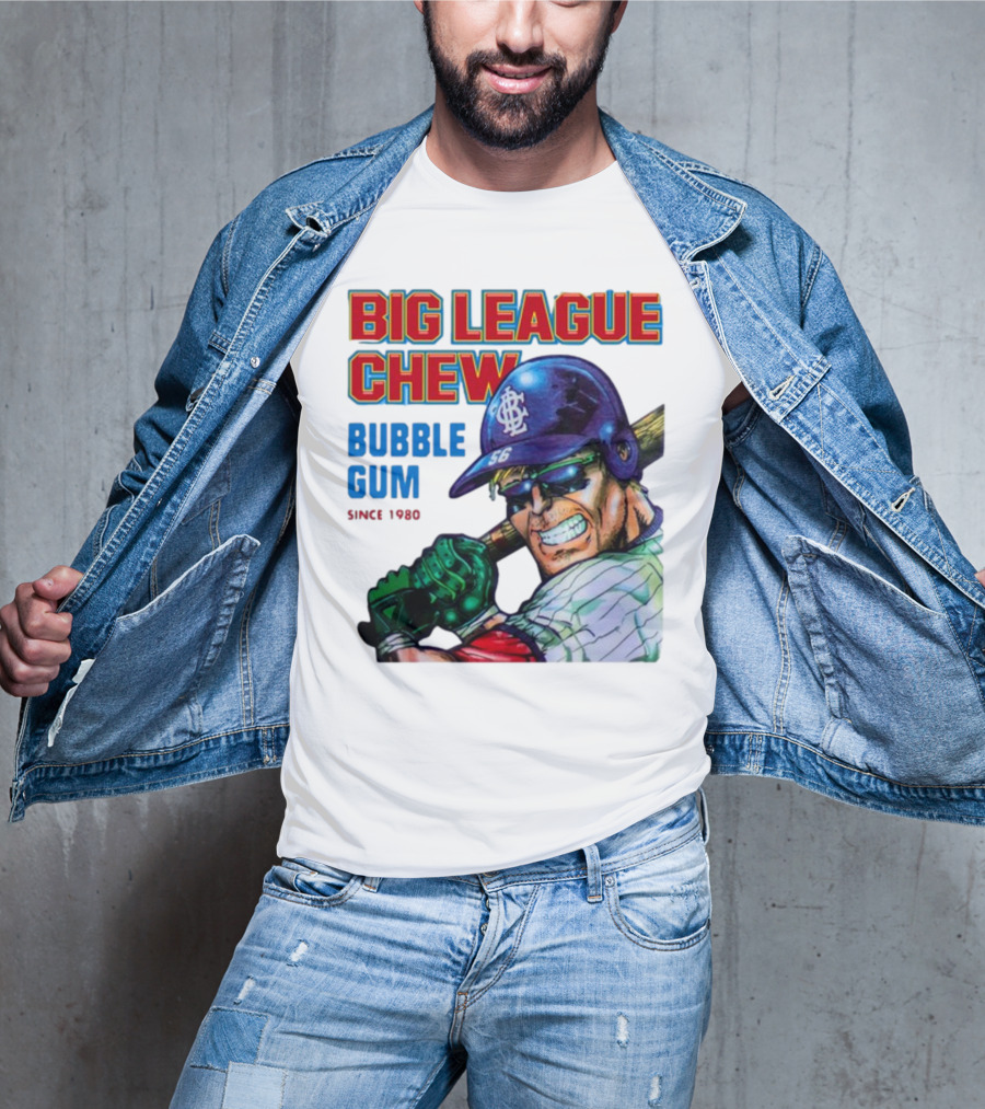 Big League Chew Bubble Gum Since 1980 Baseball Player T-Shirt