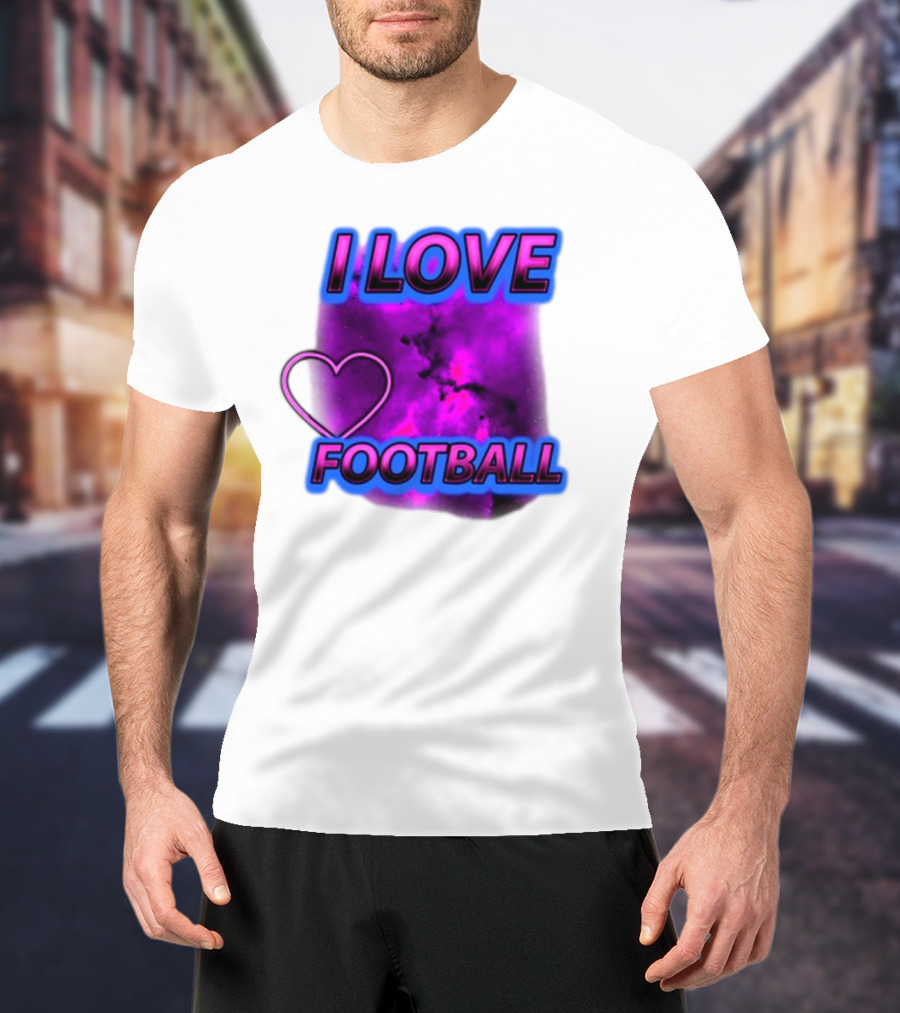 I Love Football Heart Purple Galaxy T-Shirt