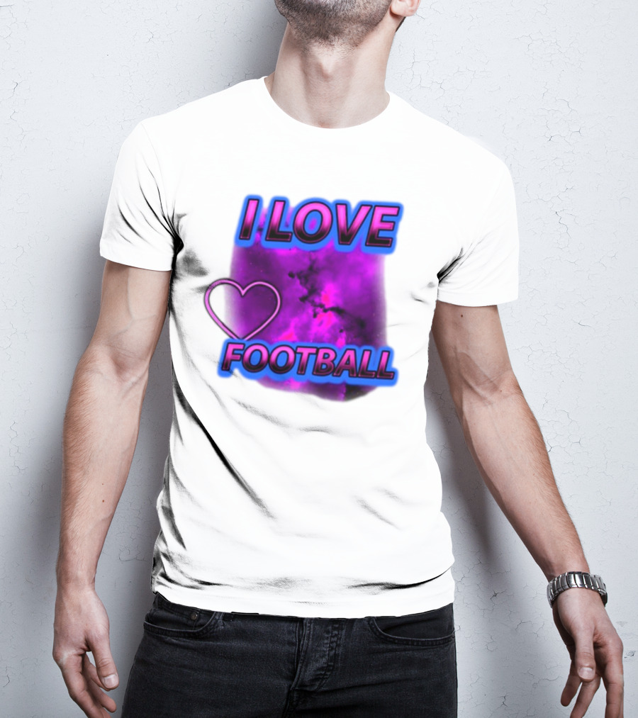 I Love Football Heart Purple Galaxy T-Shirt