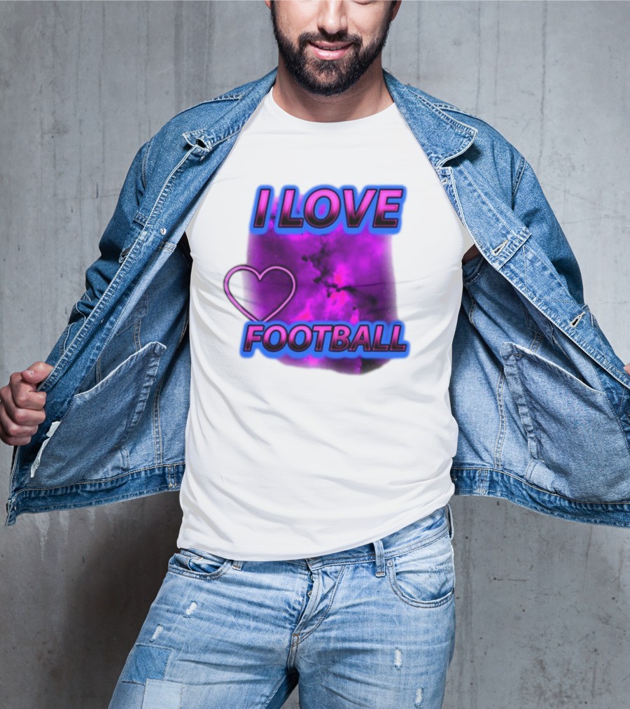 I Love Football Heart Purple Galaxy T-Shirt