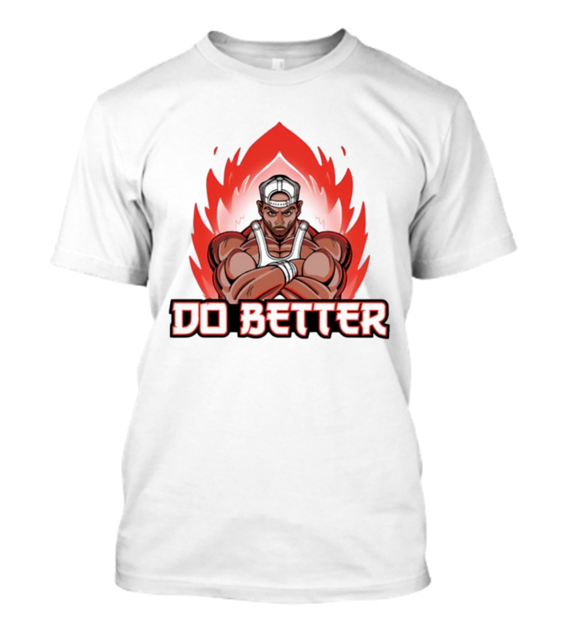 Joey Swoll Do Better Anime Character With Flames T-Shirt