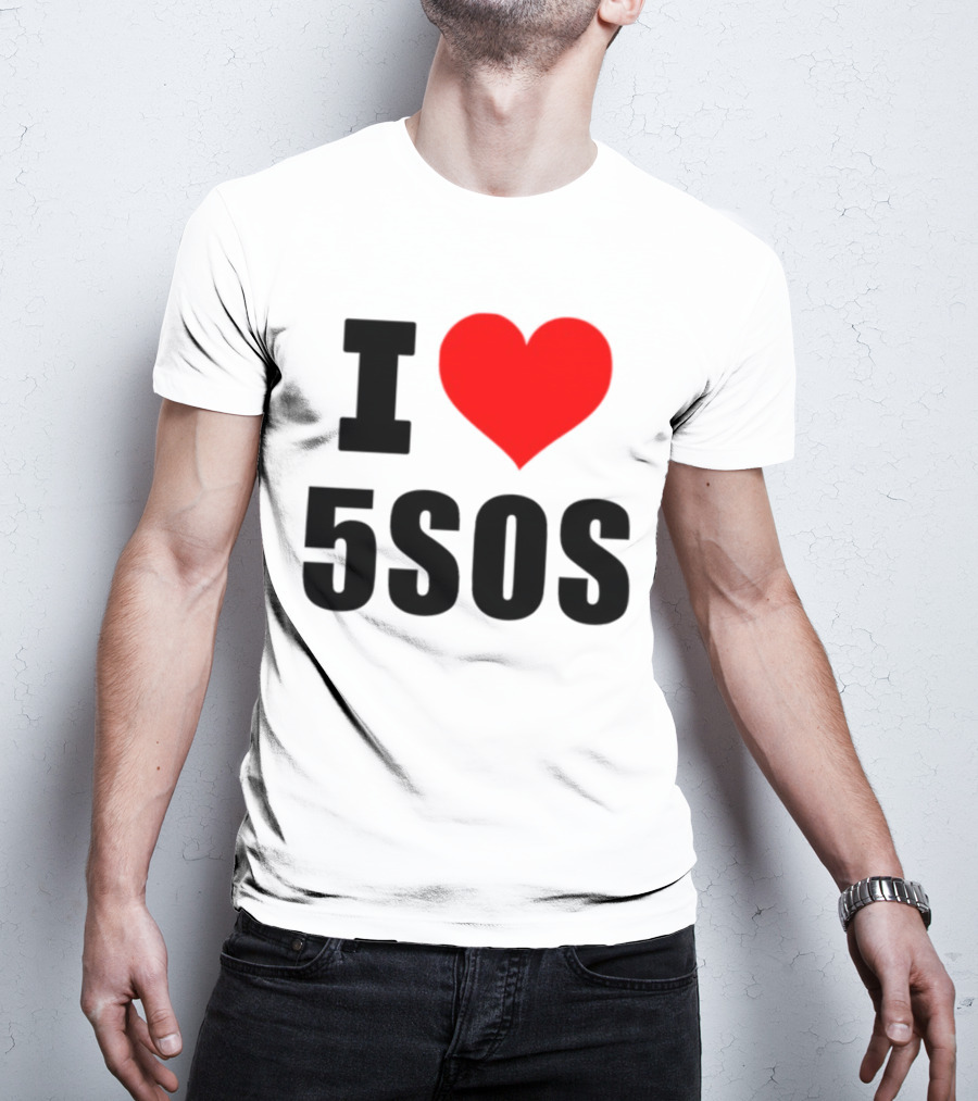 Ashton Irwin Wearing I Love 5SOS Fan Merchandise T-Shirt