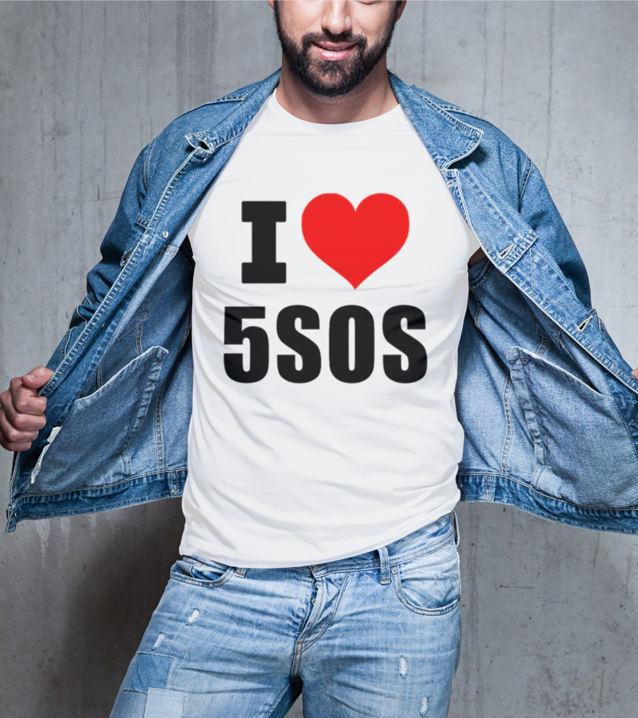 Ashton Irwin Wearing I Love 5SOS Fan Merchandise T-Shirt
