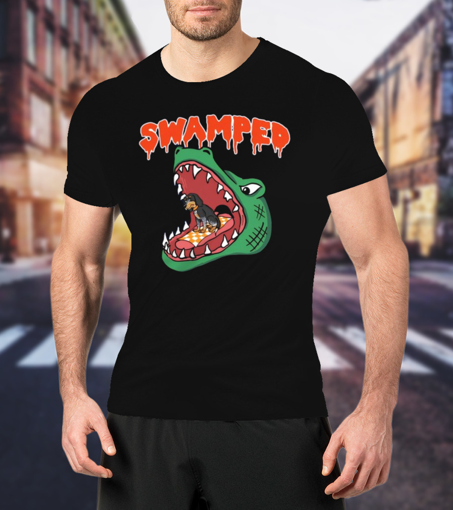 Swamped Hoodie Dog In Gator Mouth T-Shirt