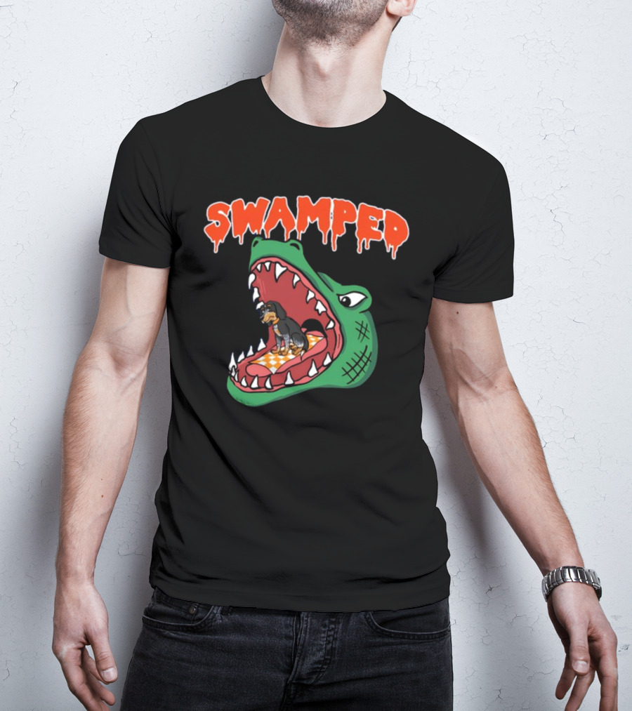 Swamped Hoodie Dog In Gator Mouth T-Shirt