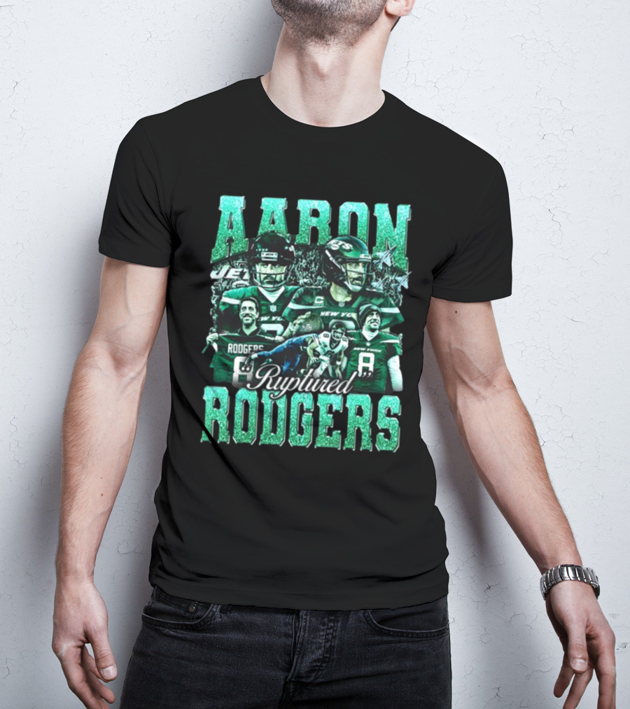 Aaron Rodgers Ruptured Rodgers New York Jets Quarterback Collage T-Shirt