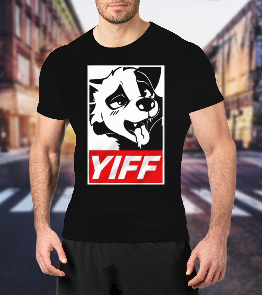Yiff Dog Logo Red And White T-Shirt