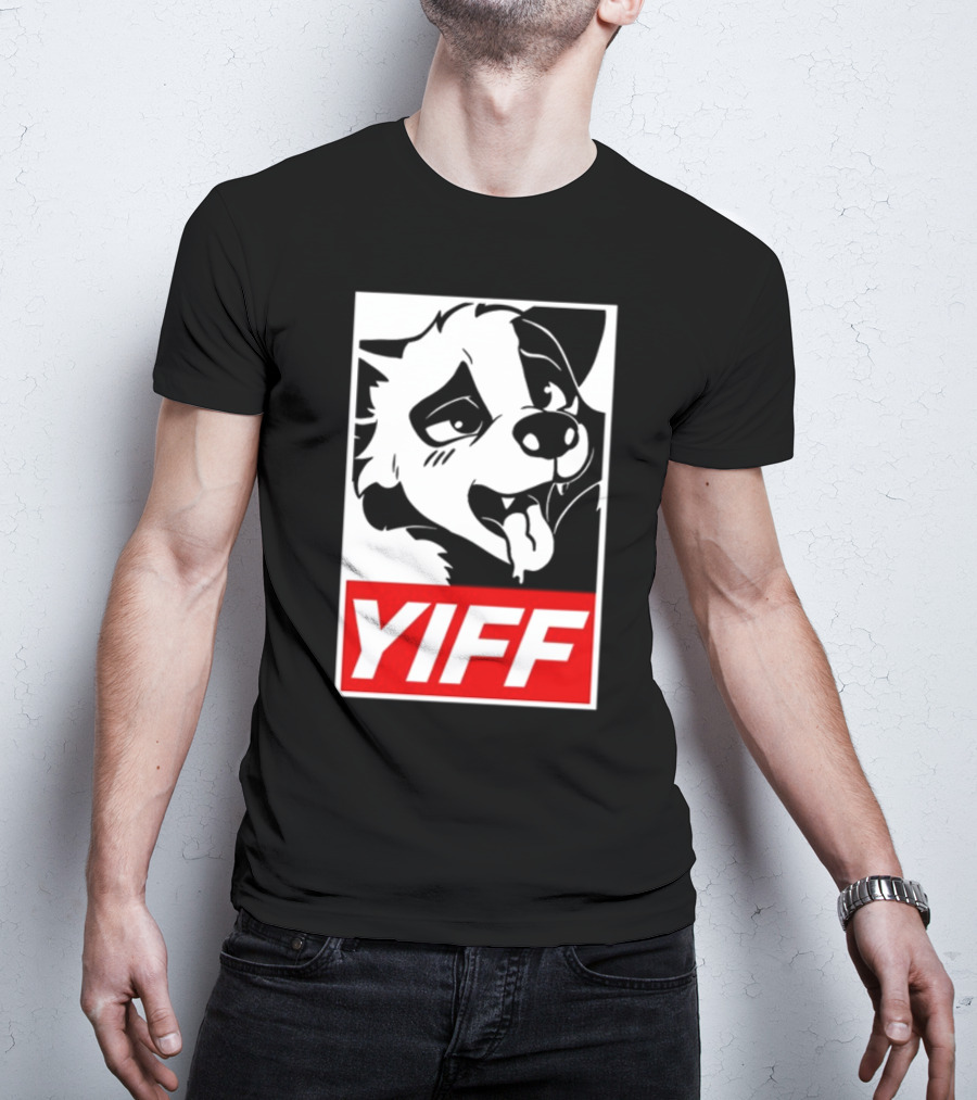 Yiff Dog Logo Red And White T-Shirt