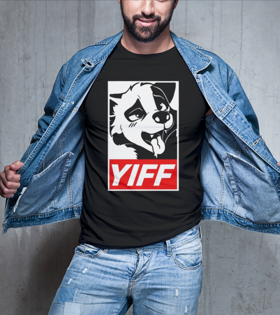 Yiff Dog Logo Red And White T-Shirt