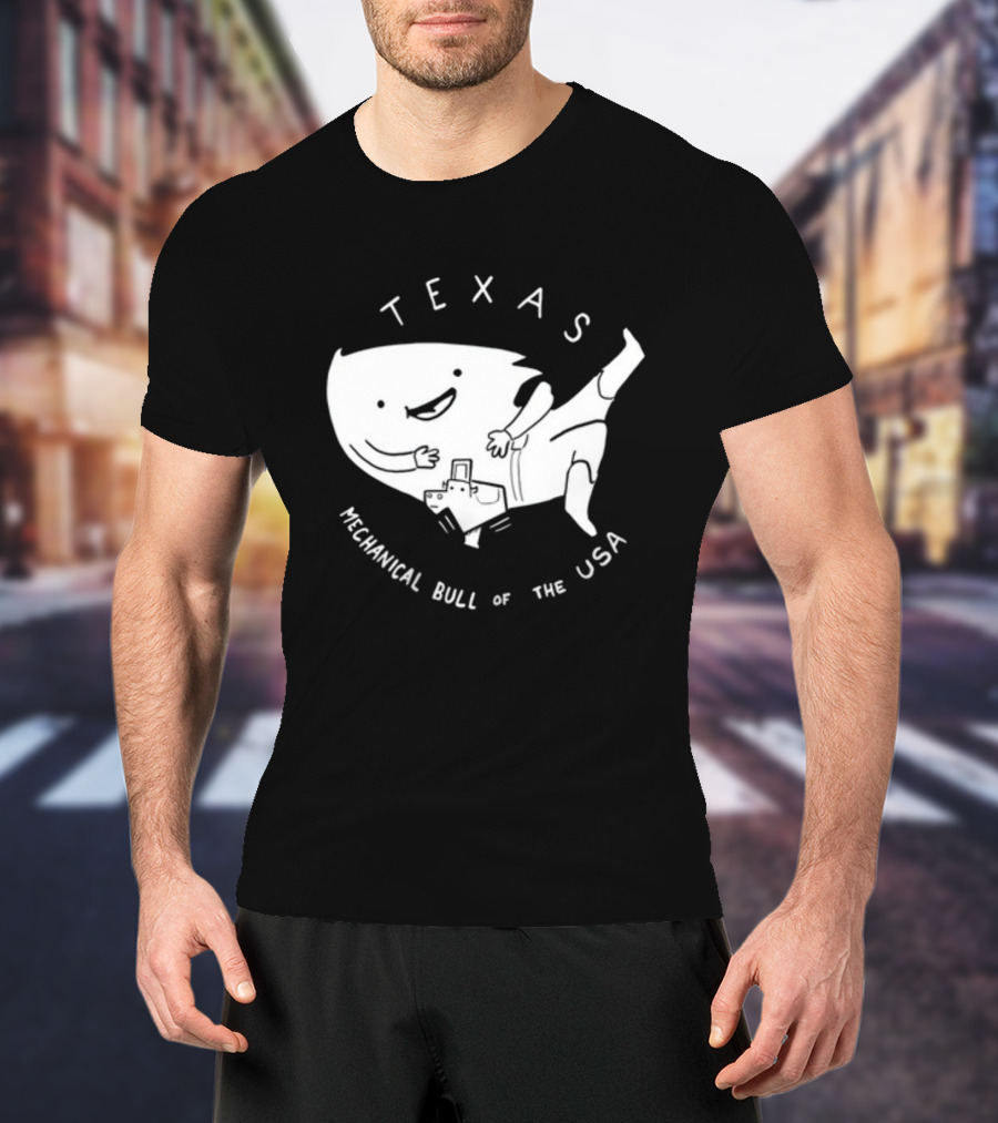 Texas Mechanical Bull Of The USA Fun Cartoon T-Shirt
