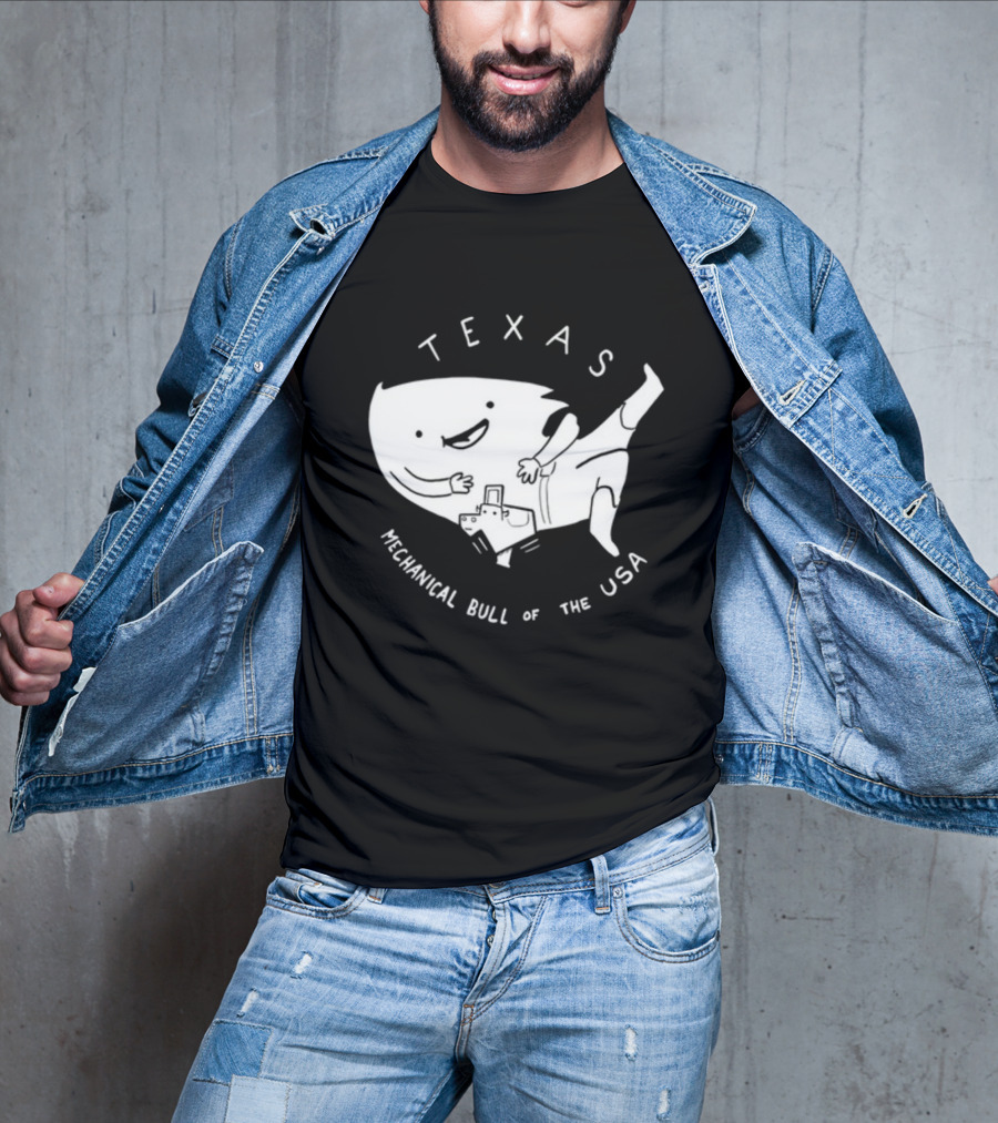 Texas Mechanical Bull Of The USA Fun Cartoon T-Shirt