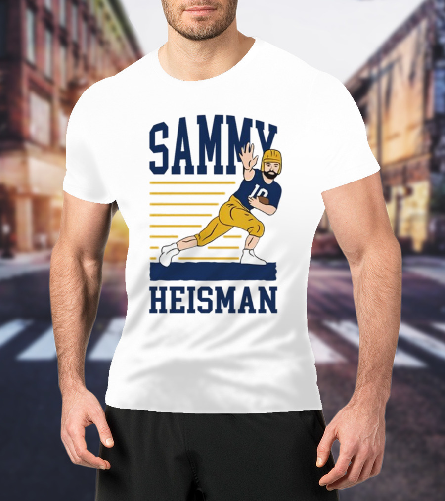 SAMMY HEISMAN 10 Football Pose With Stripes T-Shirt